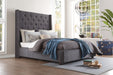 Fairborn Gray Tufted Full Platform Bed with Storage Footboard - 5877FGY-1DW - Gate Furniture