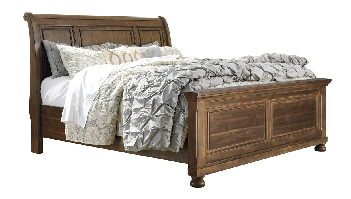 Flynnter Medium Brown Sleigh Platform Bedroom Set - Gate Furniture