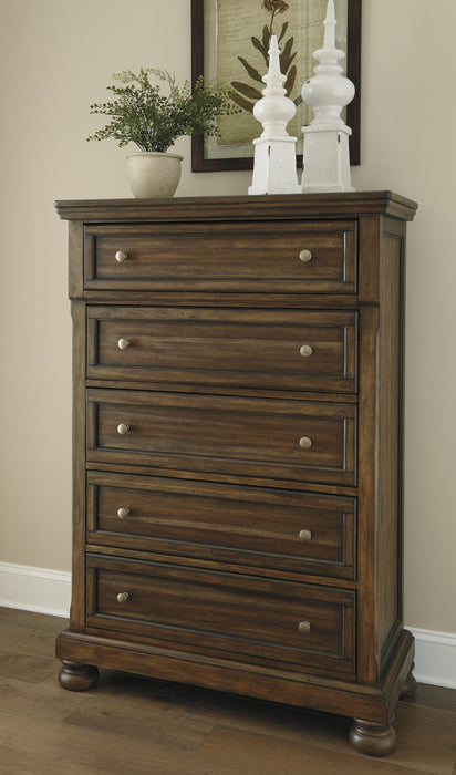 Flynnter Medium Brown Sleigh Platform Bedroom Set - Gate Furniture