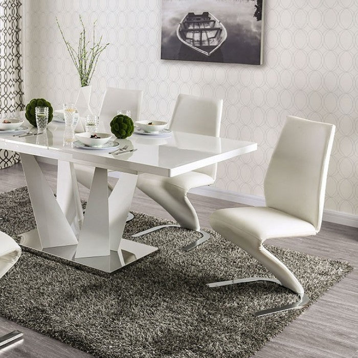 ZAIN White/Chrome Dining Room Set