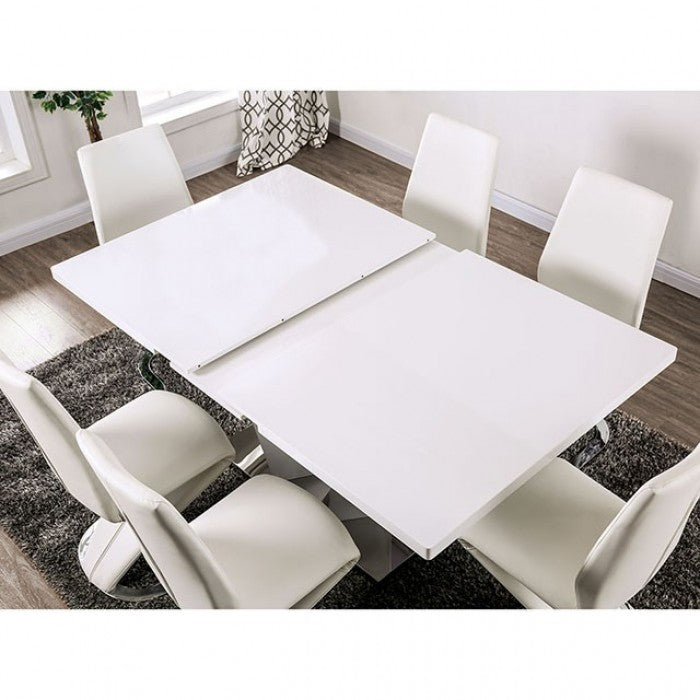 ZAIN White/Chrome Dining Room Set