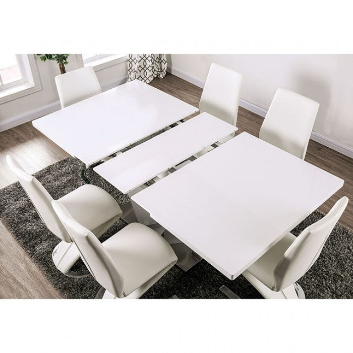 ZAIN White/Chrome Dining Room Set