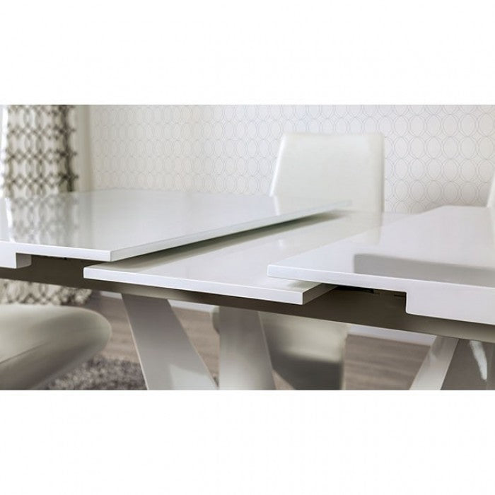 ZAIN White/Chrome Dining Room Set