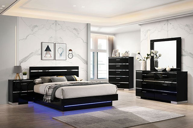 ERLACH Black/Chrome Bedroom Set