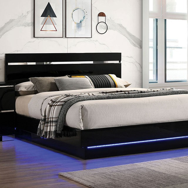 ERLACH Black/Chrome Bedroom Set