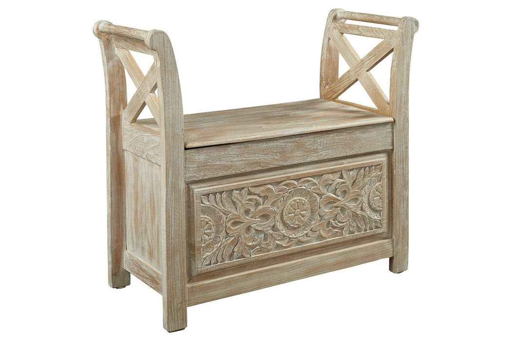 Fossil Ridge Whitewash Accent Bench - A4000001 - Gate Furniture