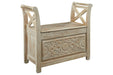 Fossil Ridge Whitewash Accent Bench - A4000001 - Gate Furniture