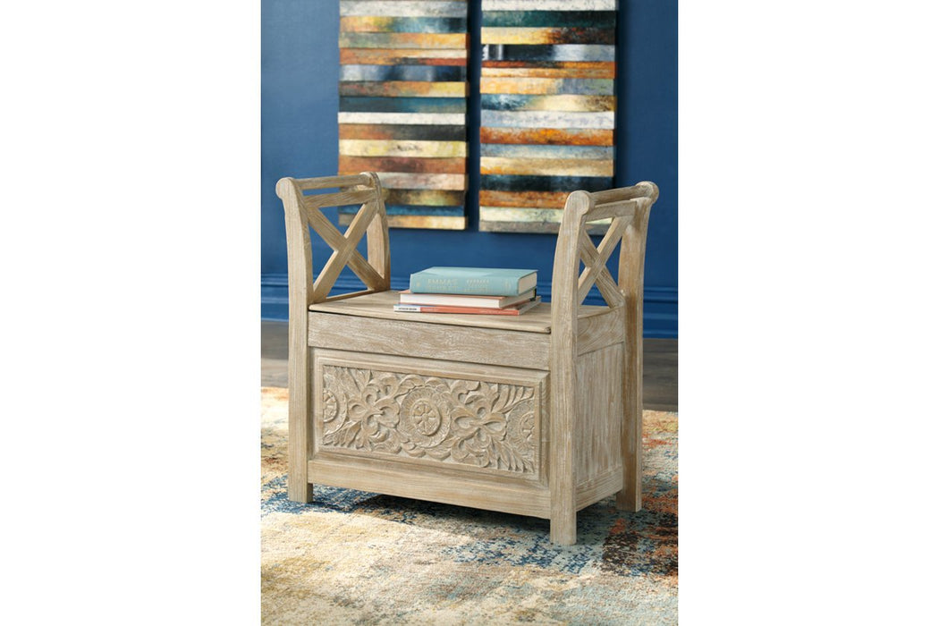 Fossil Ridge Whitewash Accent Bench - A4000001 - Gate Furniture