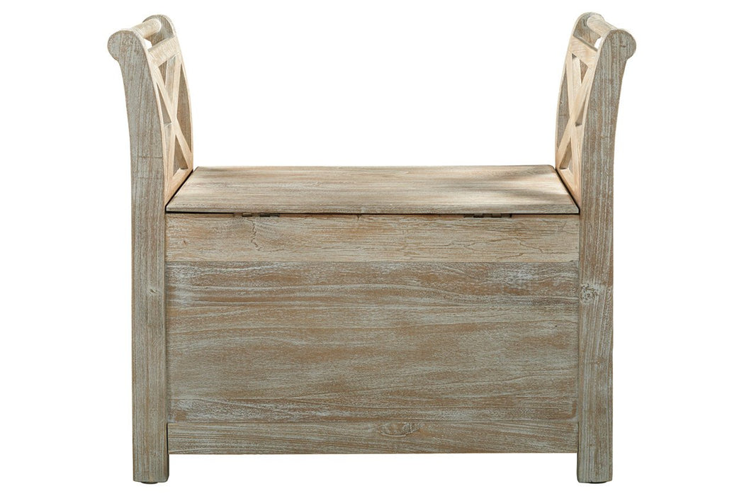 Fossil Ridge Whitewash Accent Bench - A4000001 - Gate Furniture