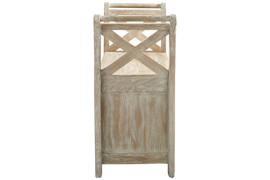 Fossil Ridge Whitewash Accent Bench - A4000001 - Gate Furniture