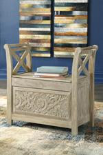 Fossil Ridge Whitewash Accent Bench - A4000001 - Gate Furniture