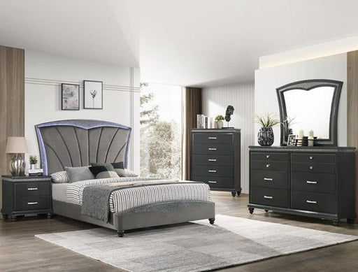 Frampton Gray Queen LED Platform Bed - Gate Furniture