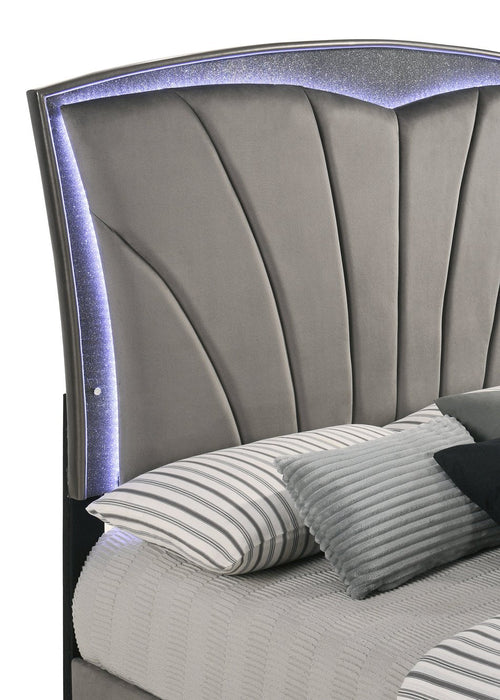 Frampton Gray Queen LED Platform Bed - Gate Furniture