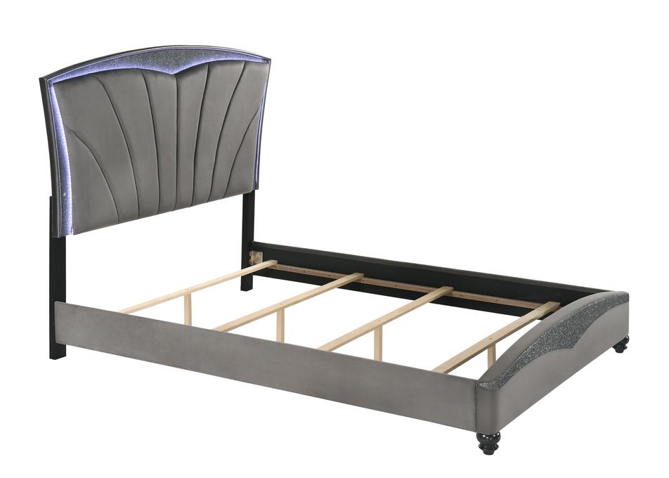 Frampton Gray Queen LED Platform Bed - Gate Furniture