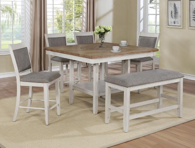 Fulton White Counter Height Bench - 2727WH-BENCH - Gate Furniture