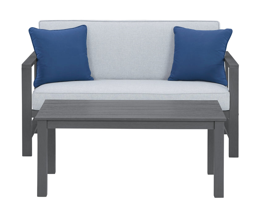 Fynnegan Outdoor Loveseat with Table (Set of 2) - P349-034 - In Stock Furniture