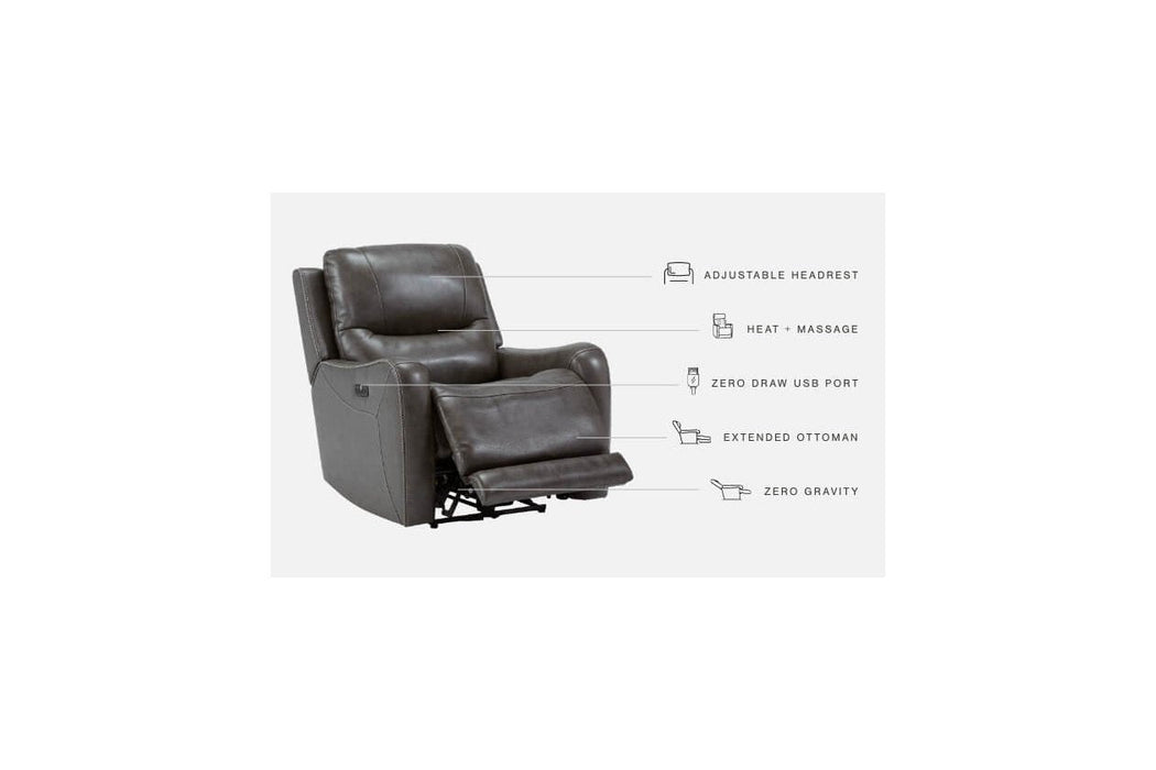 Galahad Smoke Power Recliner - 6610306 - Gate Furniture
