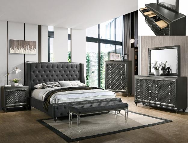 Giovani Dark Gray Queen Panel Bed - Gate Furniture