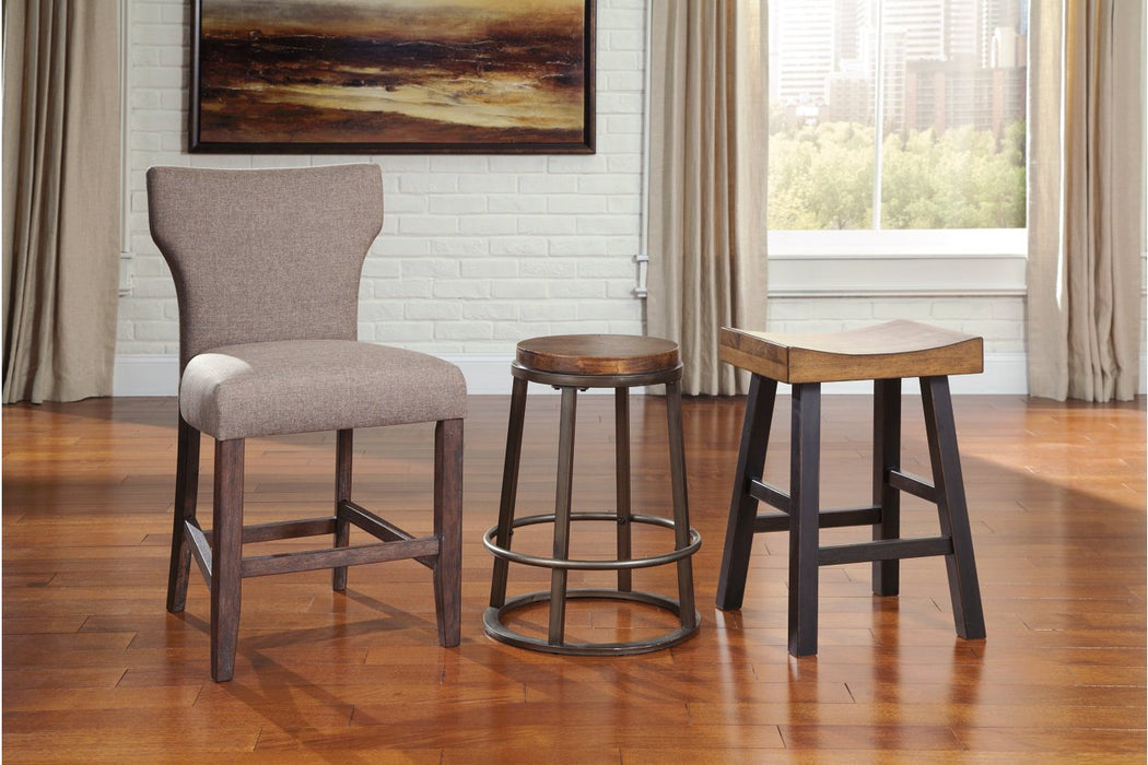 Glosco Medium Brown/Dark Brown Counter Height Bar Stool (Set of 2) - D548-024 - Gate Furniture