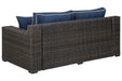 Grasson Lane Brown/Blue Loveseat with Cushion - P783-835 - Gate Furniture