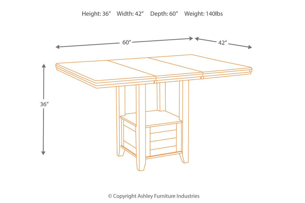 Haddigan Dark Brown Counter Height Dining Extension Table - D596-42 - Gate Furniture