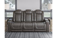 HyllMont Gray Power Reclining Sofa - 9300315 - Gate Furniture