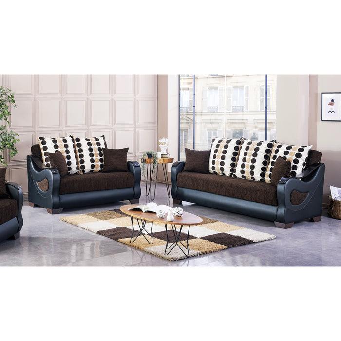 Illinois 62 in. Convertible Sleeper Loveseat in Brown with Storage - LS-ILLINOIS - In Stock Furniture