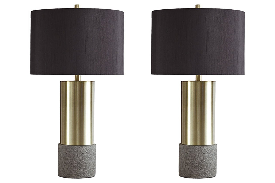 Jacek Gray/Brass Finish Table Lamp (Set of 2) - L243164 - Gate Furniture