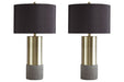 Jacek Gray/Brass Finish Table Lamp (Set of 2) - L243164 - Gate Furniture