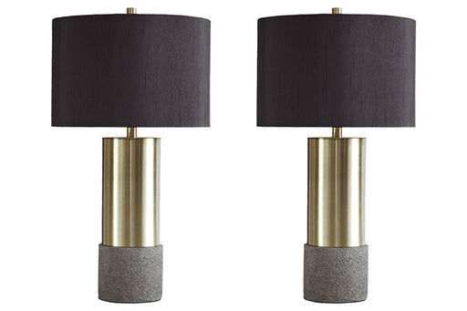 Jacek Gray/Brass Finish Table Lamp (Set of 2) - L243164 - Gate Furniture