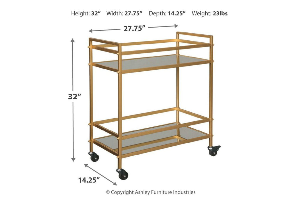 Kailman Gold Finish Bar Cart - A4000095 - Gate Furniture