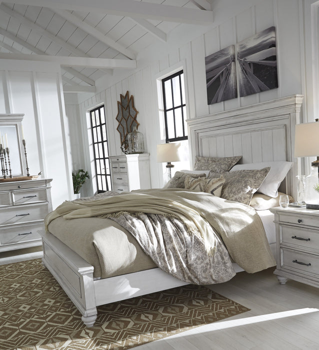 Kanwyn Whitewash King Panel Bed - Gate Furniture
