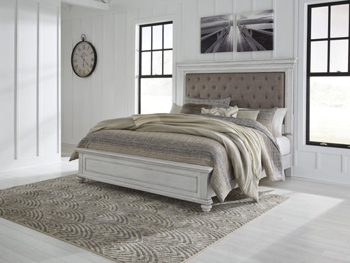 Kanwyn Whitewash King Upholstered Panel Bed - Gate Furniture