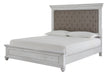 Kanwyn Whitewash King Upholstered Panel Bed - Gate Furniture