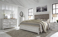 Kanwyn Whitewash King Upholstered Panel Bed - Gate Furniture