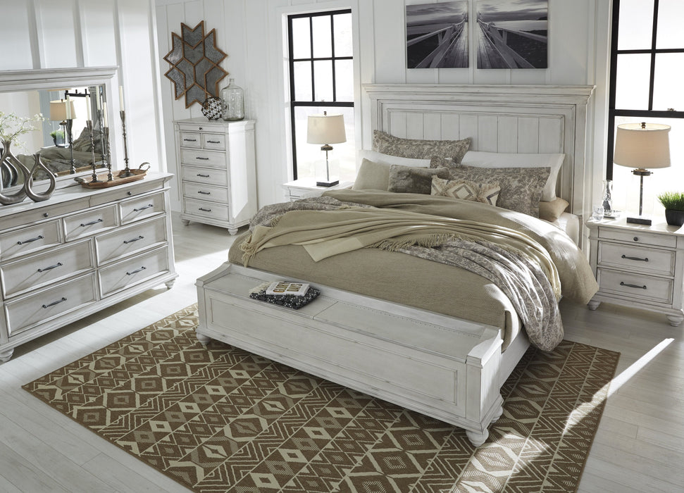 Kanwyn Whitewash Panel Storage Bedroom Set - Gate Furniture