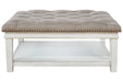 Kanwyn Whitewash Upholstered Ottoman Coffee Table - T937-21 - Gate Furniture