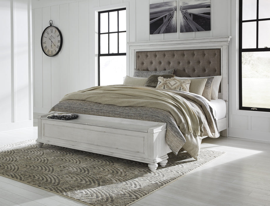 Kanwyn Whitewash Upholstered Storage Bedroom Set - Gate Furniture