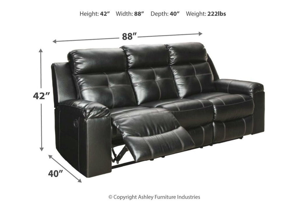 Kempten Black Reclining Sofa - 8210588 - Gate Furniture