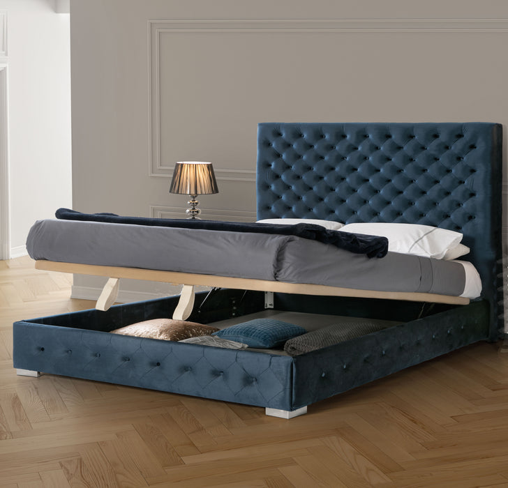 Leonor Blue Bed W/Storage Queen - i29059 - In Stock Furniture