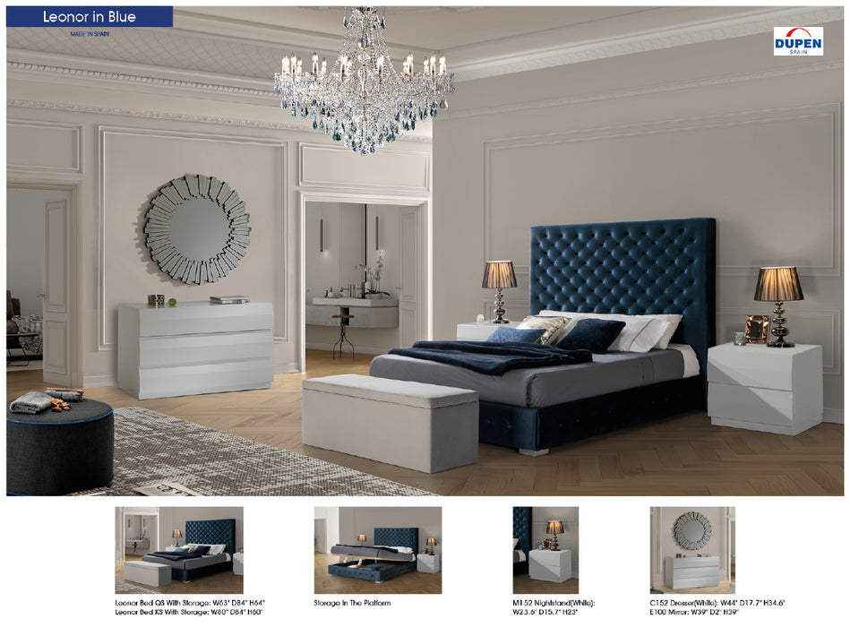 Leonor Blue Bed W/Storage Queen - i29059 - In Stock Furniture