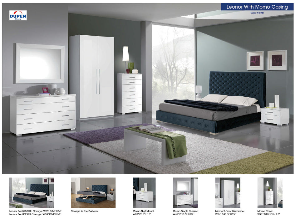Leonor Blue Bedroom W/Storage, W/Momo Casing Set - Gate Furniture