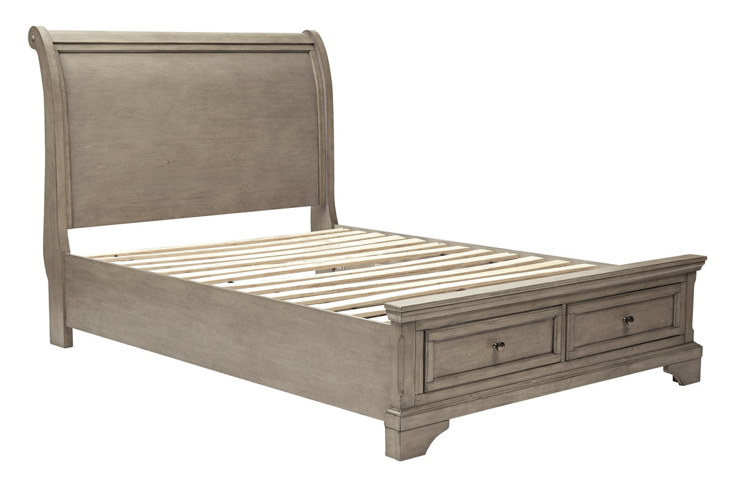 Lettner Light Gray Full Storage Platform Sleigh Bed - Gate Furniture