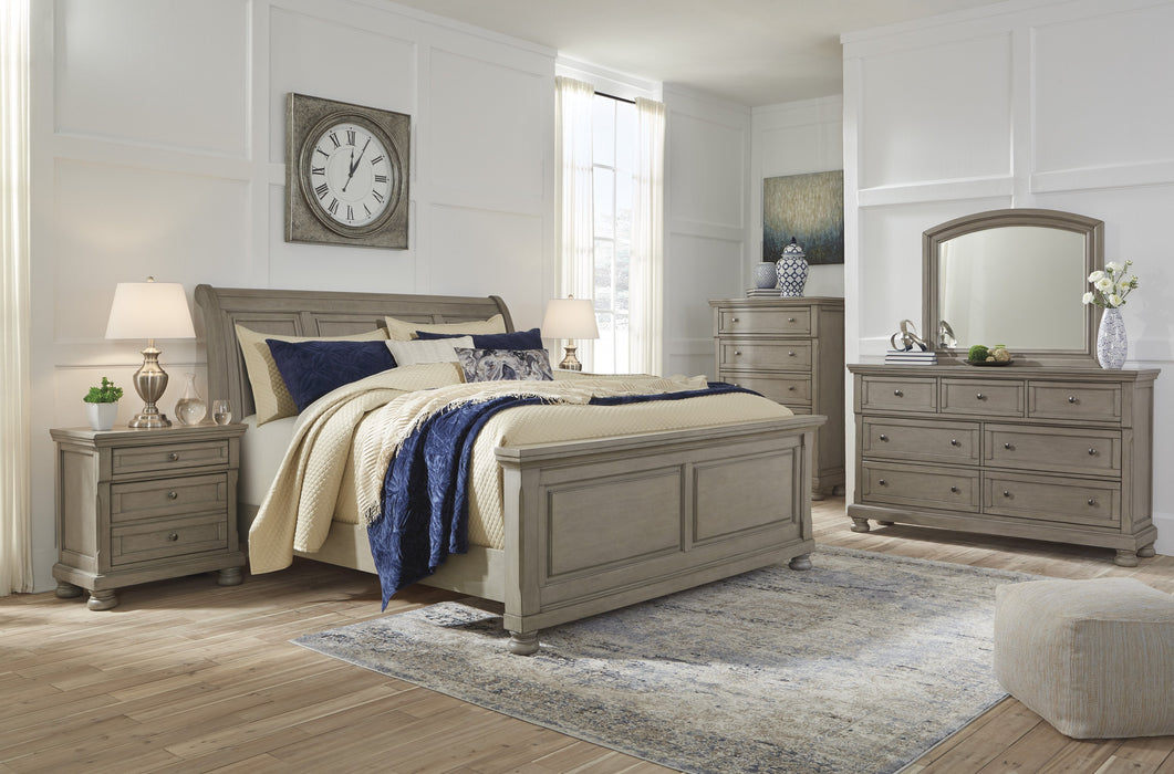 Lettner Light Gray Queen Sleigh Bed - Gate Furniture