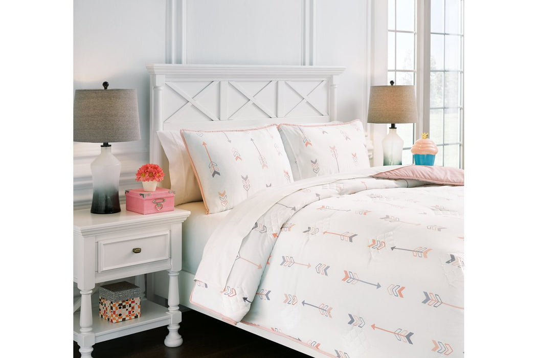 Lexann Pink/White/Gray Full Comforter Set - Q901003F - Gate Furniture