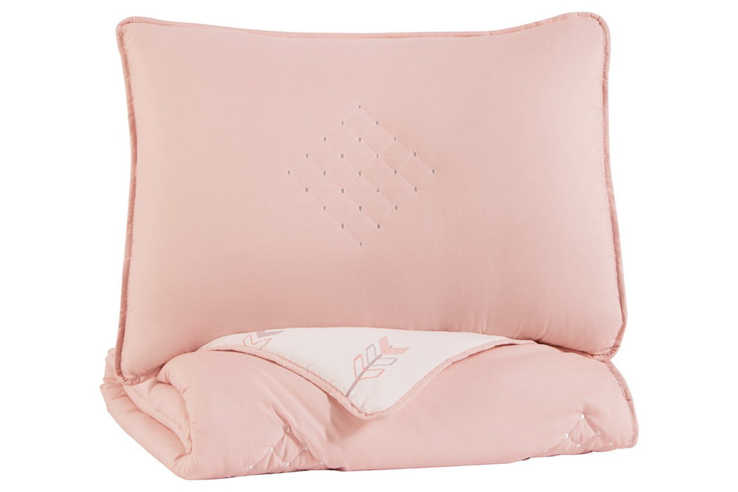 Lexann Pink/White/Gray Twin Comforter Set - Q901001T - Gate Furniture