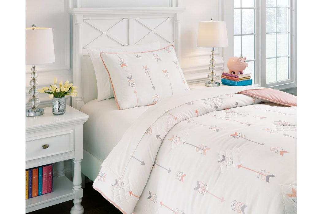 Lexann Pink/White/Gray Twin Comforter Set - Q901001T - Gate Furniture