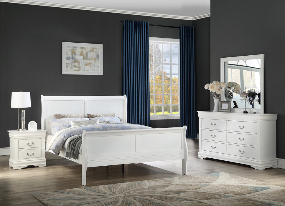 Louis Philip White Sleigh Bedroom Set - Gate Furniture