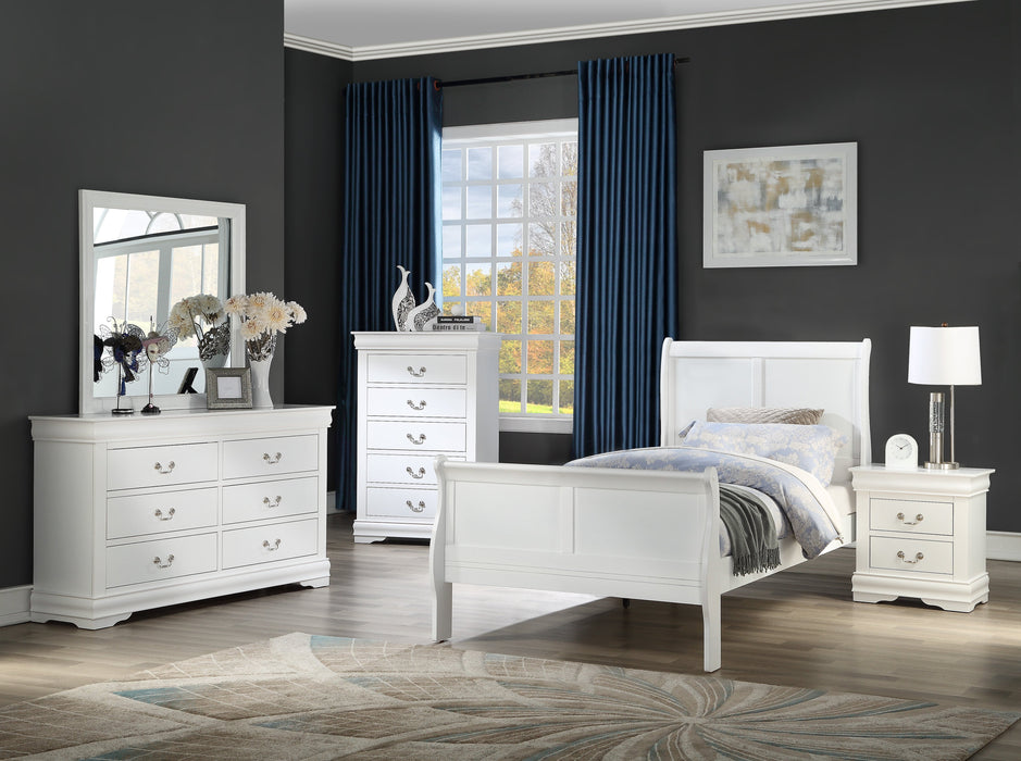 Louis Philip White Twin Sleigh Bed - Gate Furniture