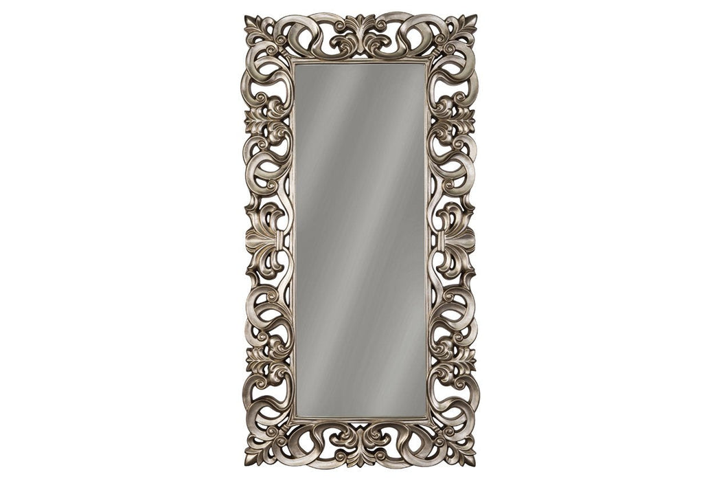 Lucia Antique Silver Finish Floor Mirror - A8010123 - Gate Furniture